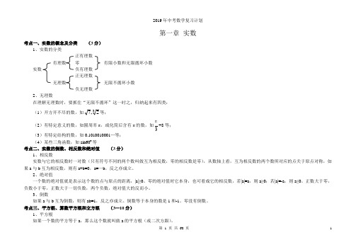 2019中考数学知识点总结