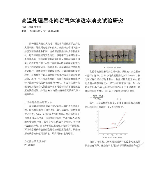 高温处理后花岗岩气体渗透率演变试验研究