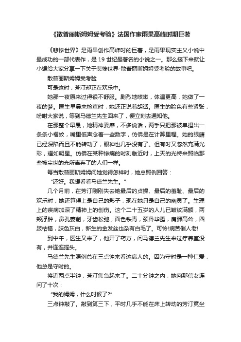 《散普丽斯姆姆受考验》法国作家雨果高峰时期巨著