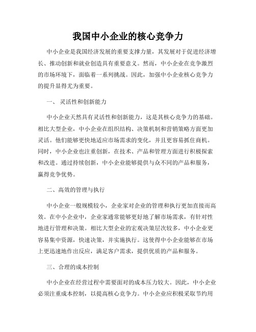 我国中小企业的核心竞争力