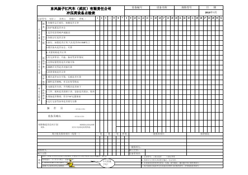 冲压类设备日常保养检点记录表