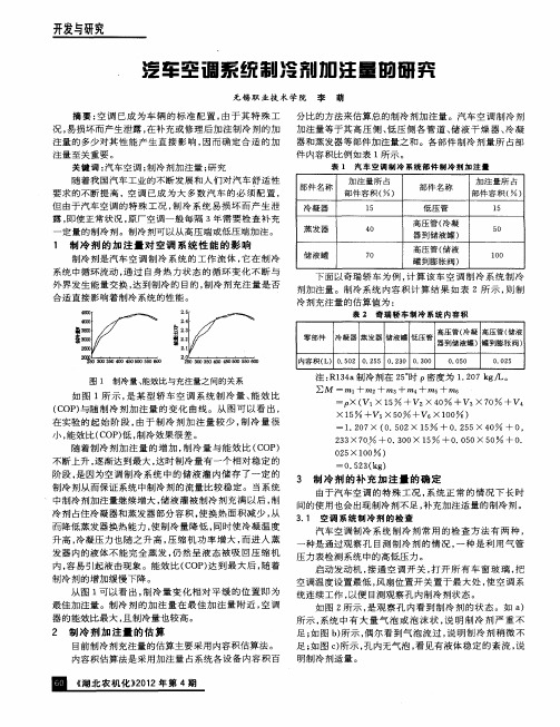 汽车空调系统制冷剂加注量的研究