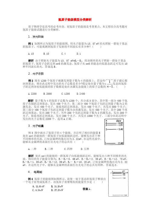 氢原子能级模型分类解析