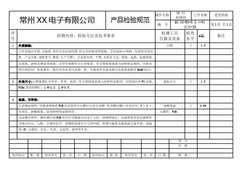 铆钉、加固件进货检验标准