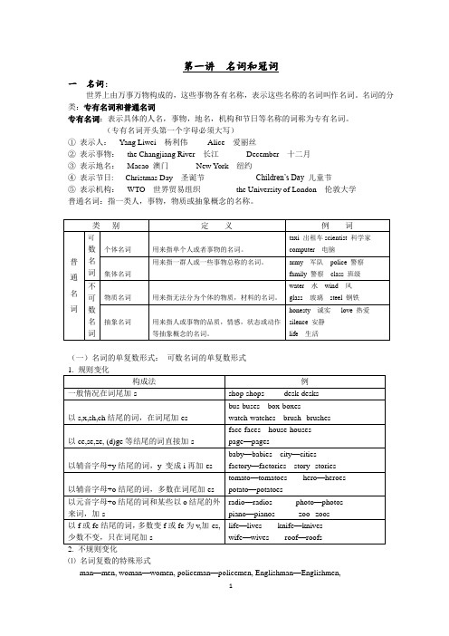 初级中学英语语法资料(含讲义与练习题)