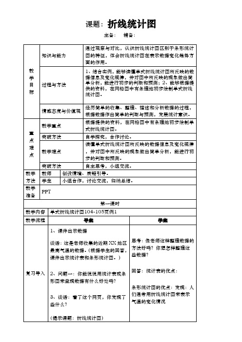 人教版五年级数学下册第七单元折线统计图教案