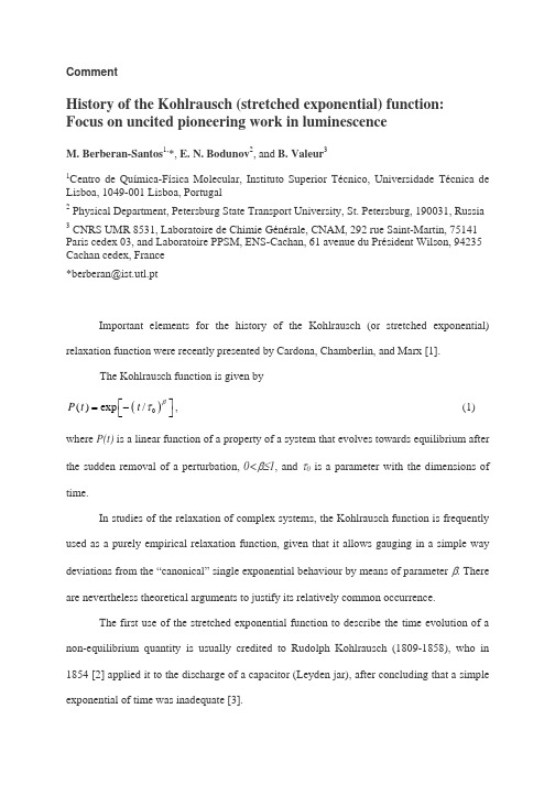 History of the Kohlrausch (stretched exponential) function Focus on uncited pioneering work