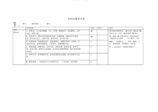 烹饪比赛评分表--实用