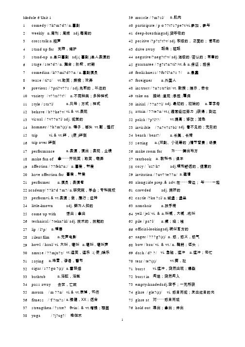 最新牛津高中英语模块六词汇表带英标