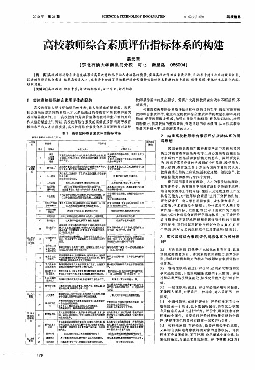 高校教师综合素质评估指标体系的构建