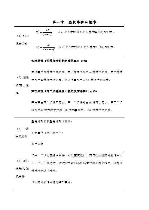 概率统计公式大全复习重点汇总