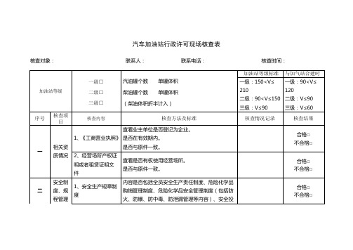 汽车加油站行政许可现场核查表