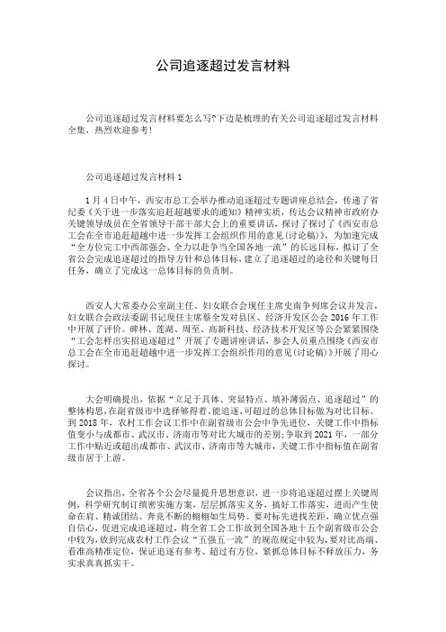 公司追逐超过发言材料