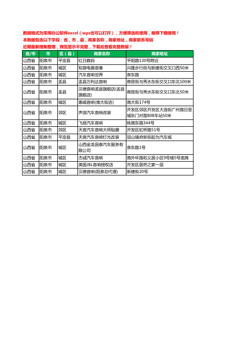 2020新版山西省阳泉市音响工商企业公司商家名录名单黄页联系电话号码地址大全14家