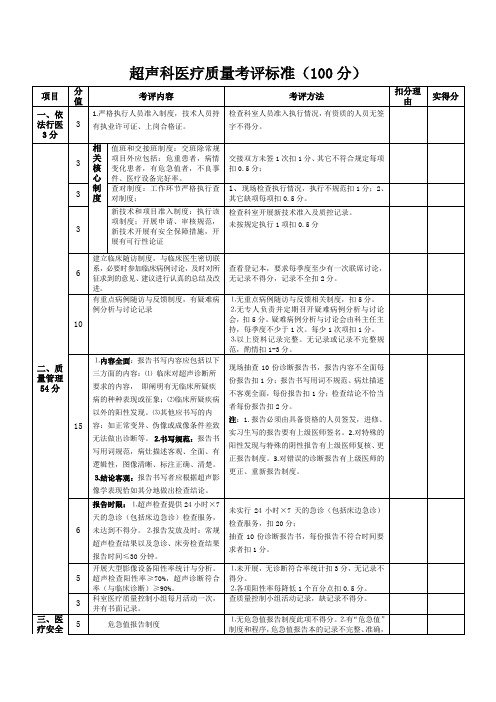 人民医院超声科质量考核标准