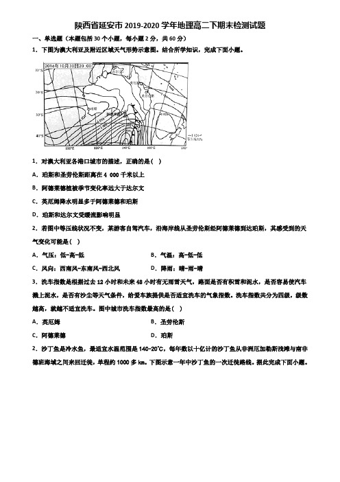 陕西省延安市2019-2020学年地理高二下期末检测试题含解析