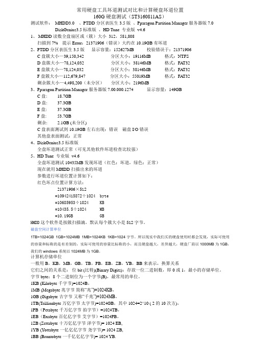 常用硬盘工具坏道测试对比和计算硬盘坏道位置