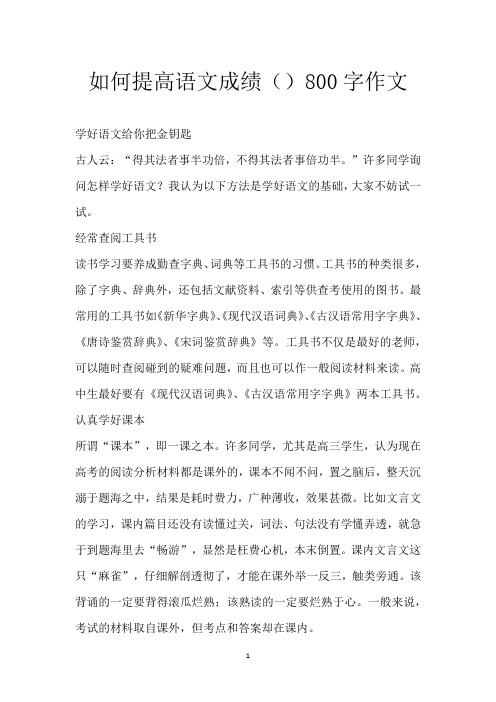 如何提高语文成绩()800字作文