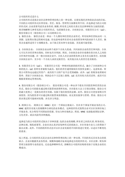 公司组织形式是什么