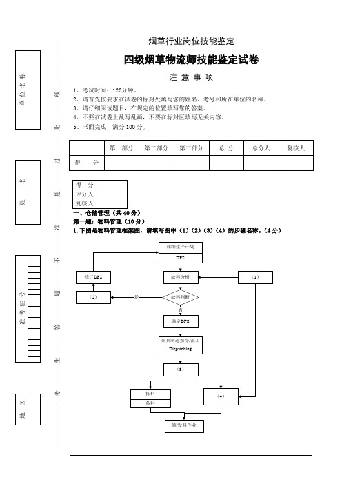 烟草物流师四级试卷正文2016.10