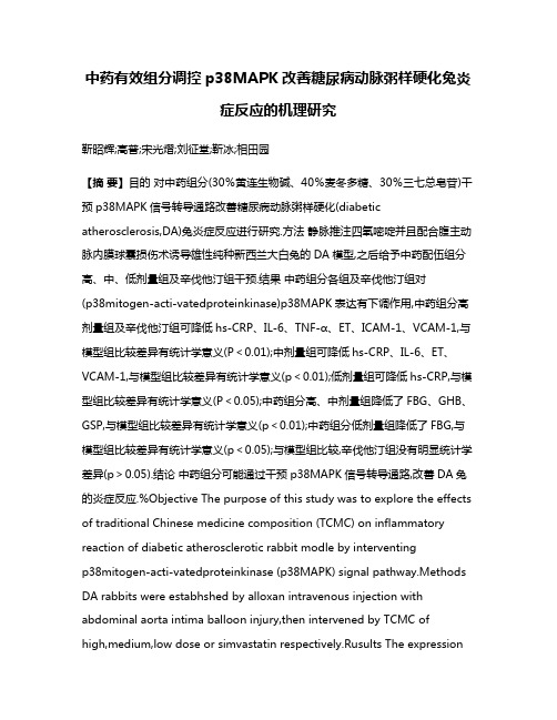 中药有效组分调控p38MAPK改善糖尿病动脉粥样硬化兔炎症反应的机理研究