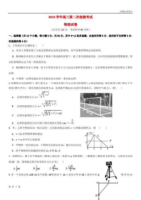 [精品]2019届高三物理上学期第二次检测考试试题新人教版新版