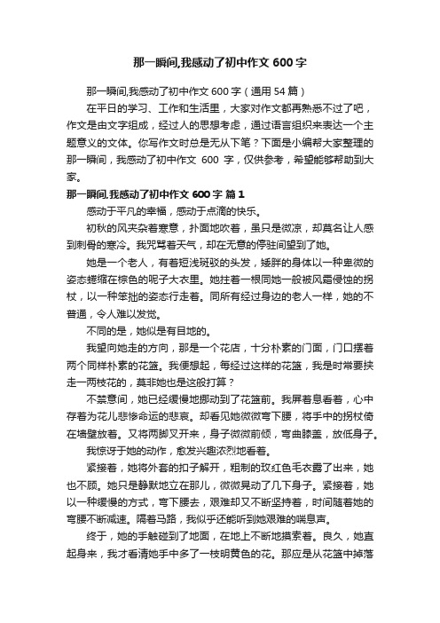 那一瞬间,我感动了初中作文600字