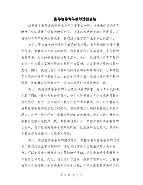 指导培养青年教师过程总结