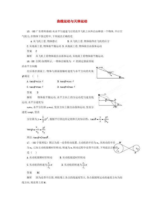 高考物理 月刊专版 专题4 曲线运动与天体运动高考在线