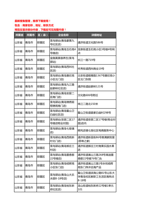 新版山东省青岛市即墨区菜鸟驿站企业公司商家户名录单联系方式地址大全128家