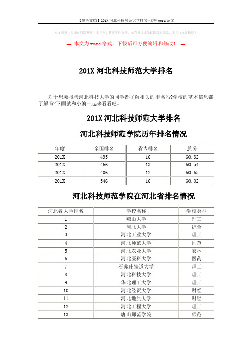 【参考文档】201X河北科技师范大学排名-优秀word范文 (3页)