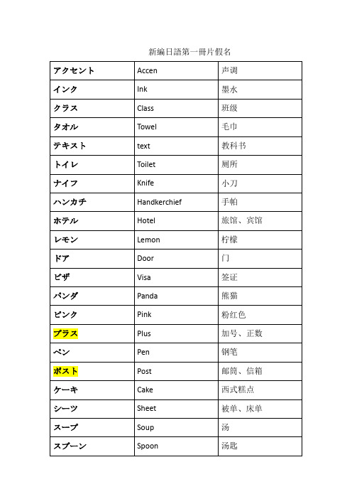 新编日语第一册外来语