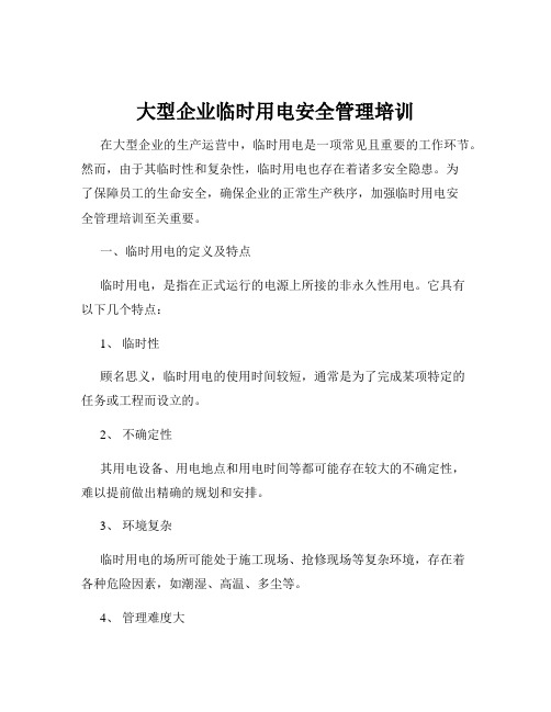 大型企业临时用电安全管理培训