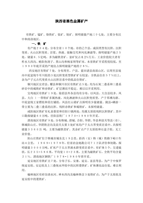 陕西省黑色金属矿产