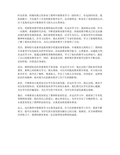 教师中继教学习心得体会