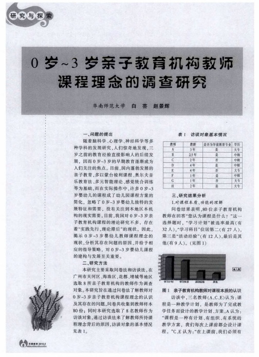 0岁～3岁亲子教育机构教师课程理念的调查研究