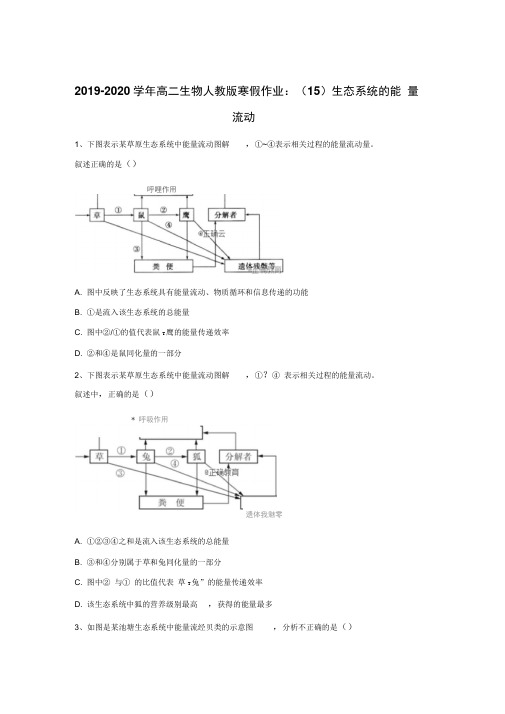 2019-2020学年高二生物人教版寒假作业:(15)生态系统的能量流动Word版含答案