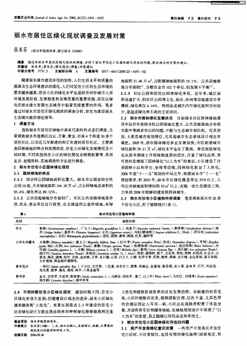 丽水市居住区绿化现状调查及发展对策