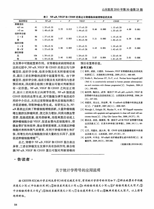 关于统计学符号的应用说明