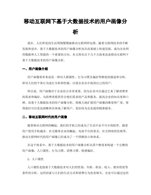 移动互联网下基于大数据技术的用户画像分析