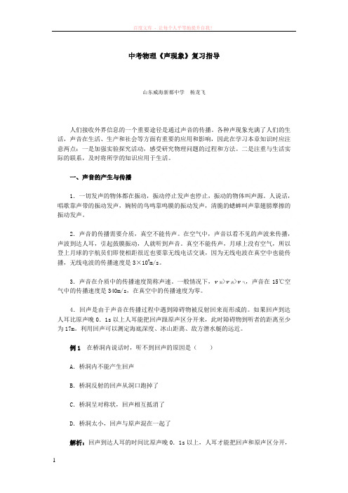 北京市实验外国语学校中考物理声现象复习指导