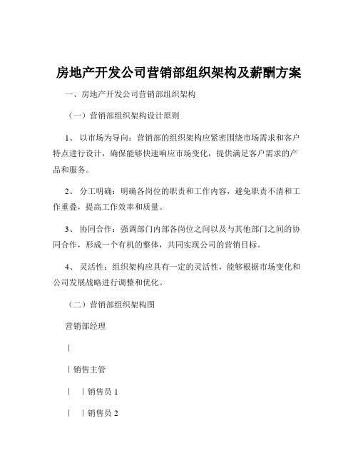 房地产开发公司营销部组织架构及薪酬方案