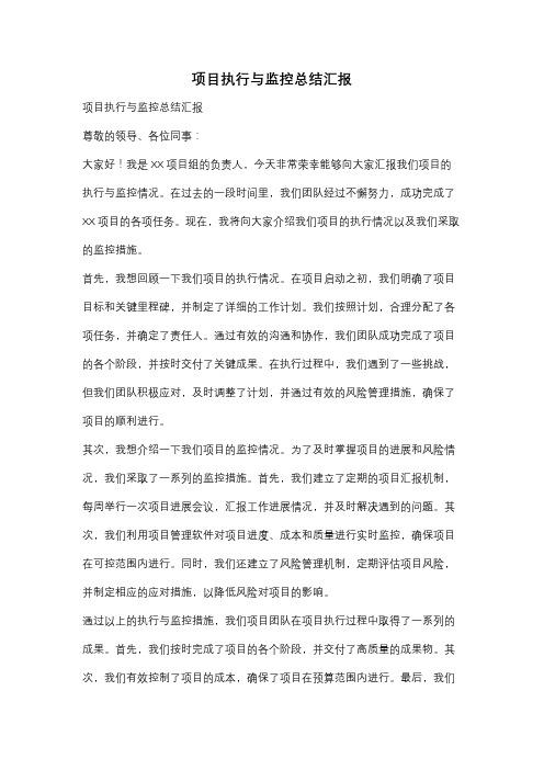 项目执行与监控总结汇报