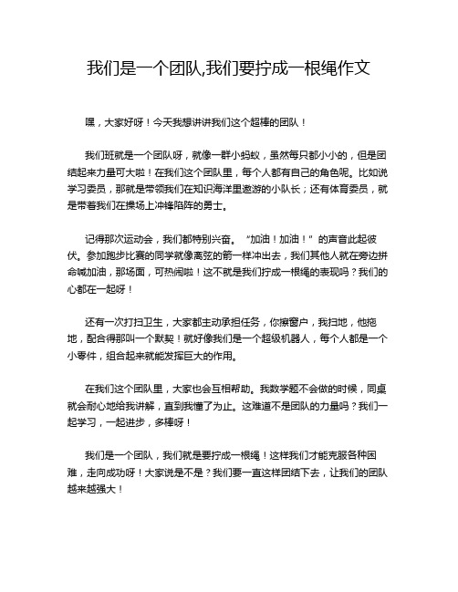 我们是一个团队,我们要拧成一根绳作文