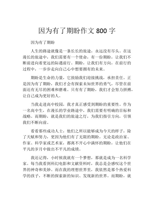 因为有了期盼作文800字