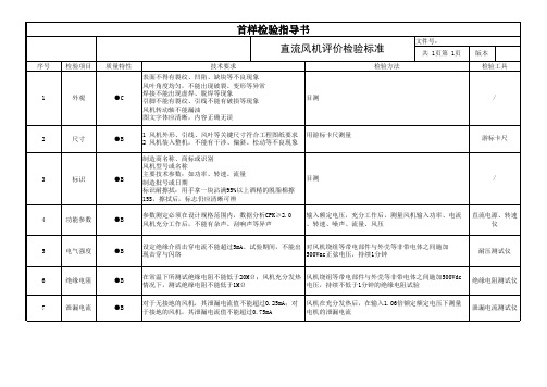 直流风机评价检验标准