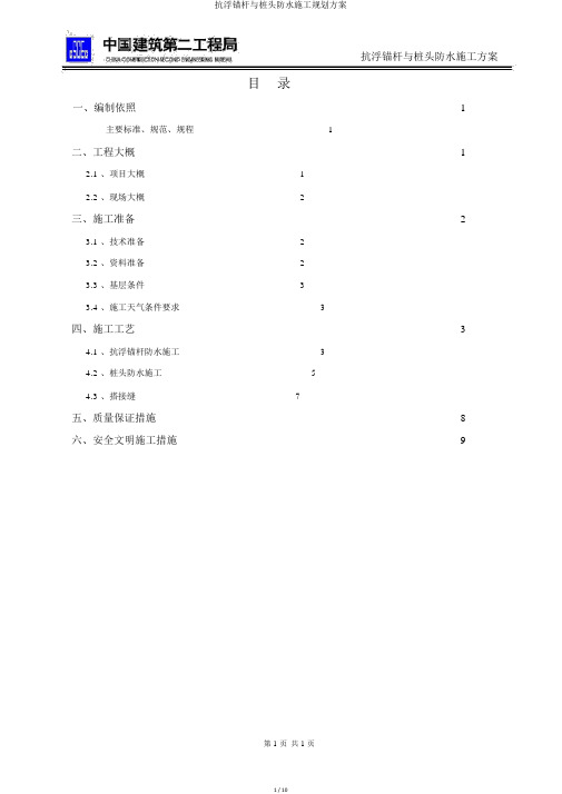 抗浮锚杆与桩头防水施工规划方案