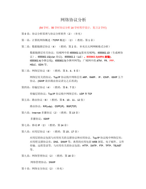 (教学内容安排)网络协议分析