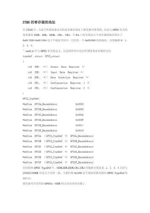 stm8s的寄存器地址