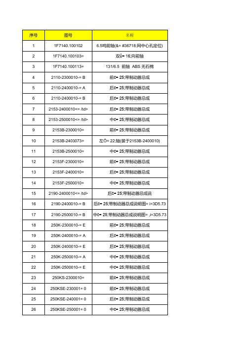 陕汽汉德桥对应号